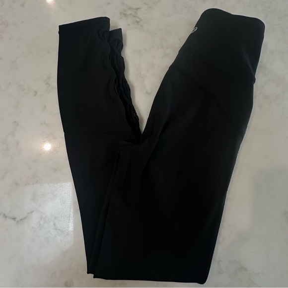 lululemon athletica Pants - Lululemon Black “Tied to it” High Rise Leggings with mesh/tied ankle detail.